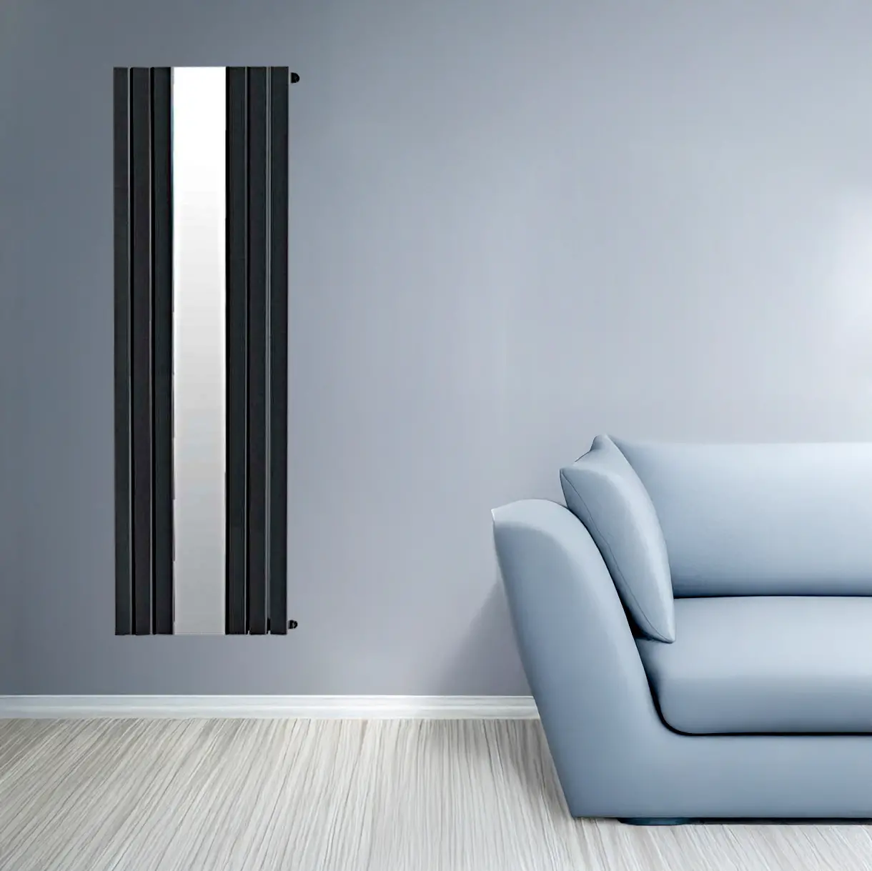 Black Madrid Double Designer Vertical With Mirror Column Radiator 618mm x 1800mm Image 0