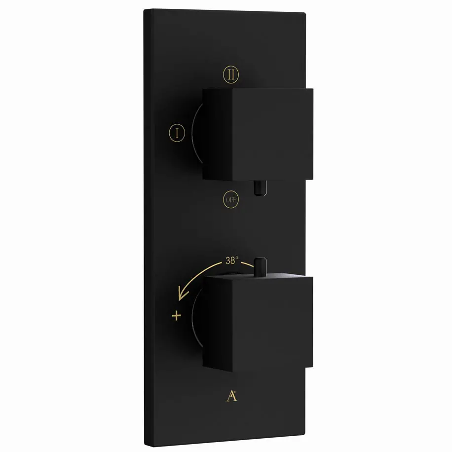 Artize Black Matt Thermatik-S in-wall thermostatic shower valve with 3-way outlets