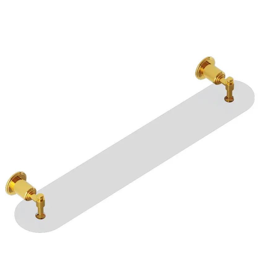 Artize Gold Bright PVD Glass Shelf 600mm Long