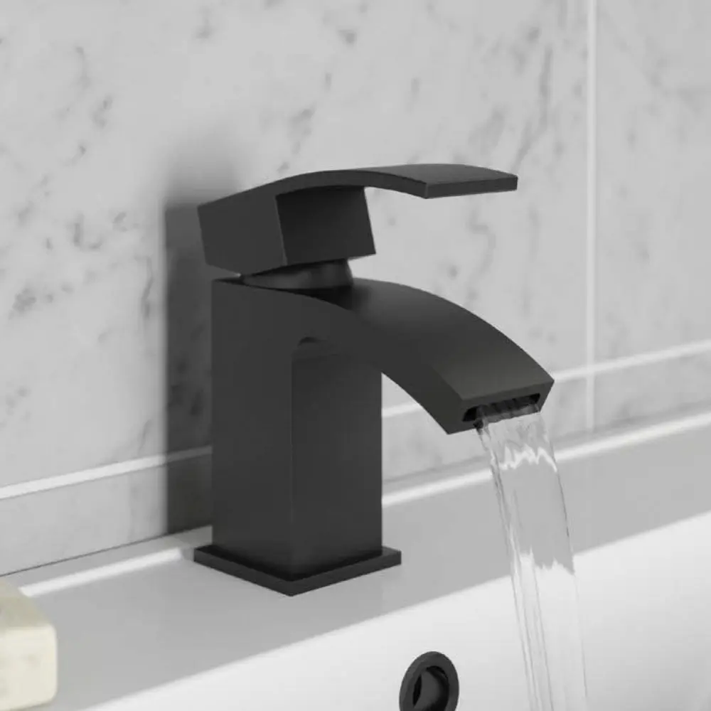 Fiuto Black Nero Mono Basin Mixer Tap With Waste
