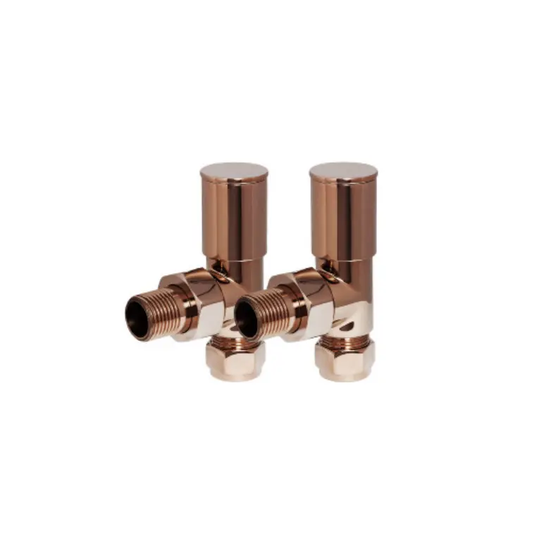 Angled Brushed Rose Gold Manual Radiator Valves