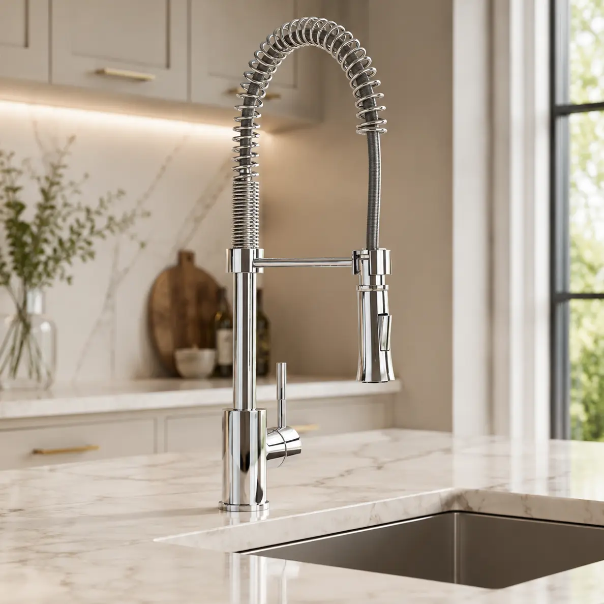 Artize FLO2 Chrome Single Lever Spring Pulldown Sink Mixer with spray