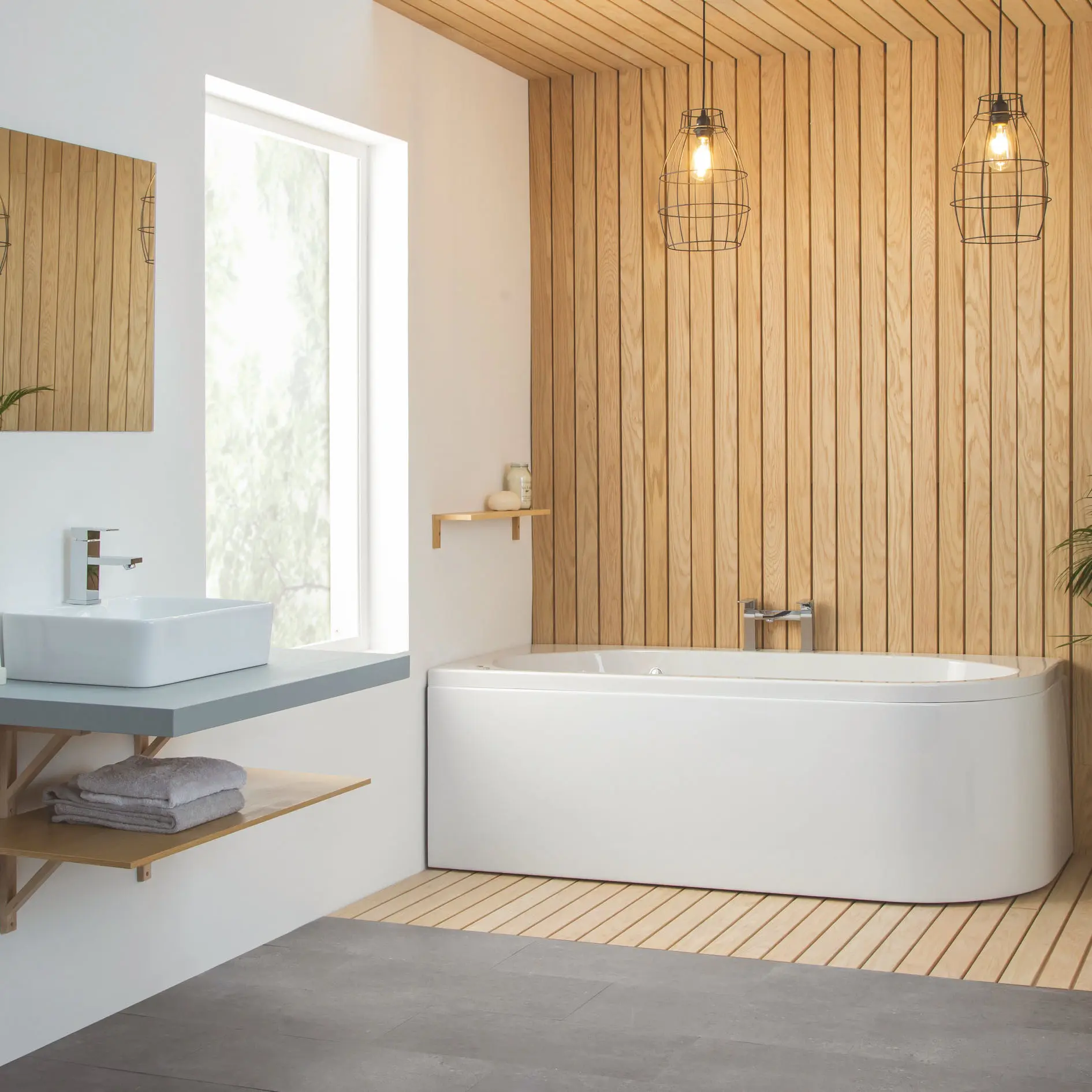 Status J-Shaped Carronite Single Ended Bath + Curved Panel Right Hand Option 1700x800mm RH CNITE