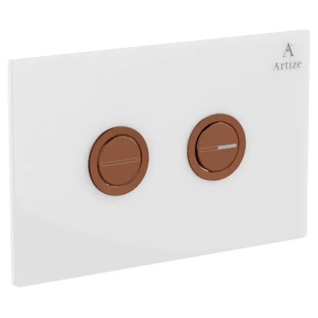 Artize Blush Gold PVD Cilica Pneumatic White Glass Control Toilet Flush Plates