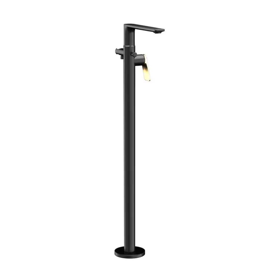 Jaquar Laguna Gold Matt PVD | Black Matt Exposed Parts of Floor Mounted Single Lever Bath Mixer