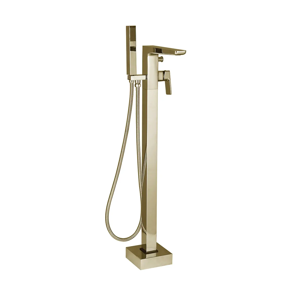 Marino Floor Mounted Single Lever Bath Shower Mixer With Kit Brushed Gold