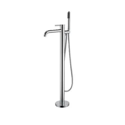 Marino Floor Mounted Single Lever Bath Shower Mixer With Kit Brushed Nickel