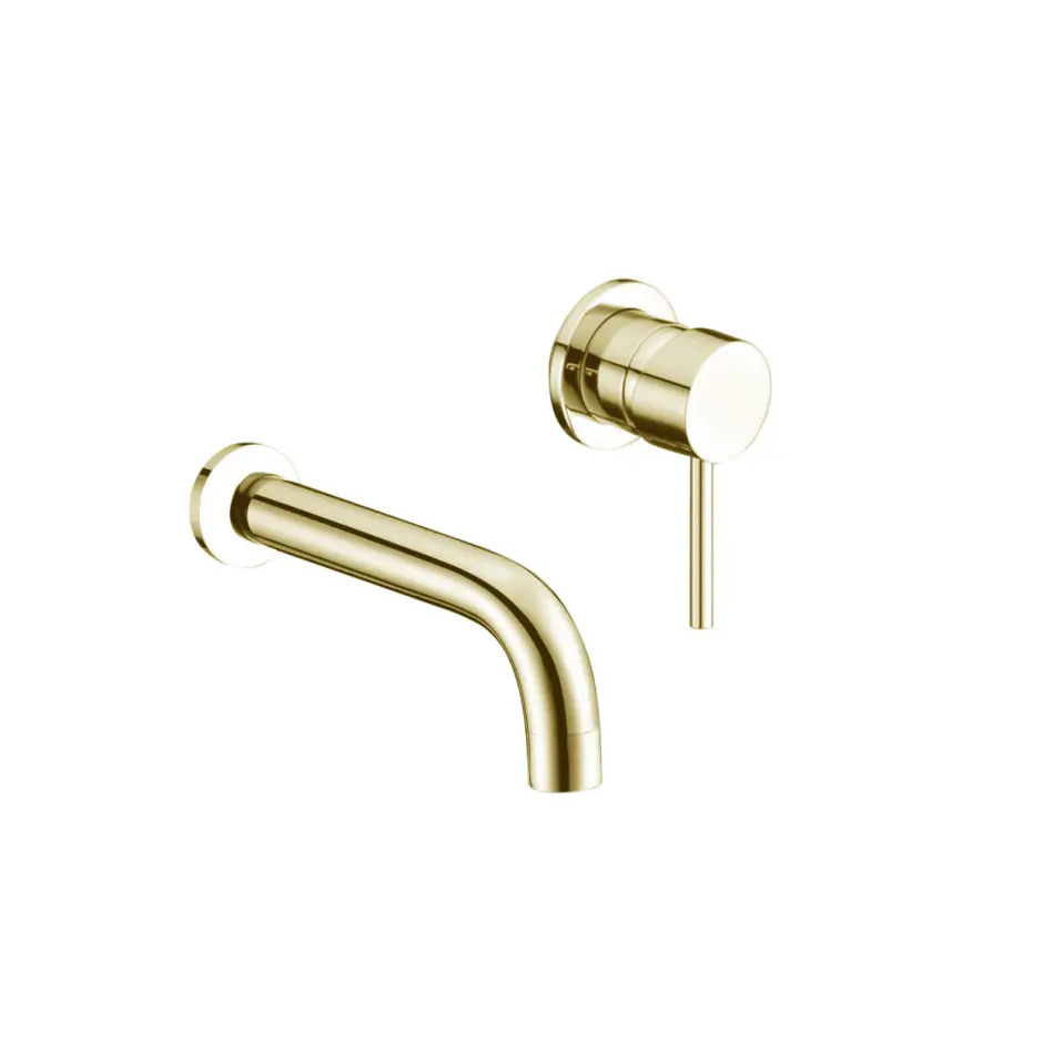Treviso Single Lever Wall Mounted Basin Mixer Brushed Gold