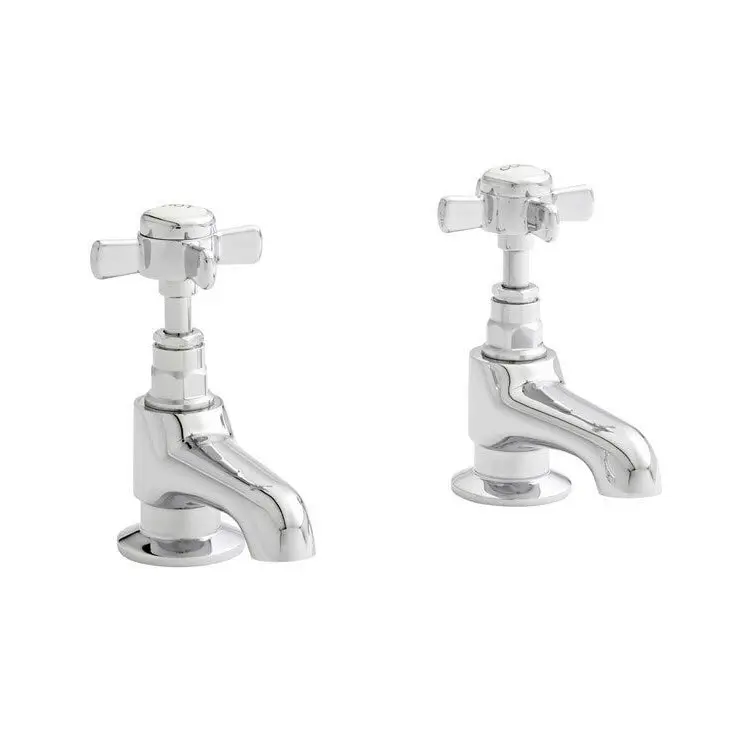 Klassique Traditional Chrome Pair Basin Pillar Tap With Click Waste
