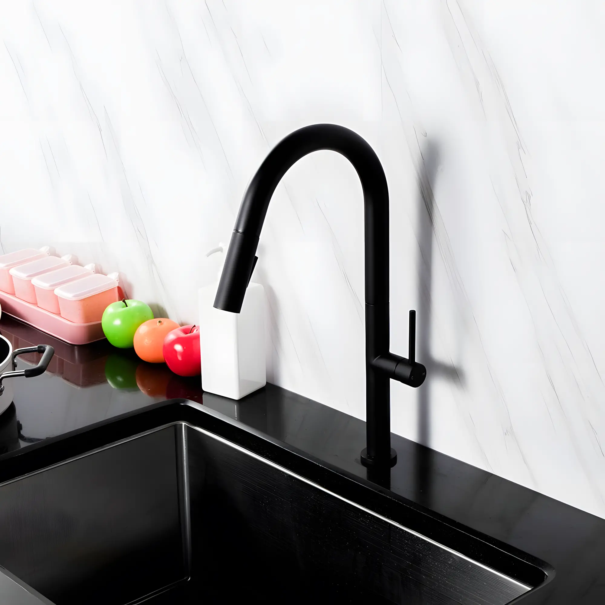 Grace Single Lever Kitchen Mixer Black Matt