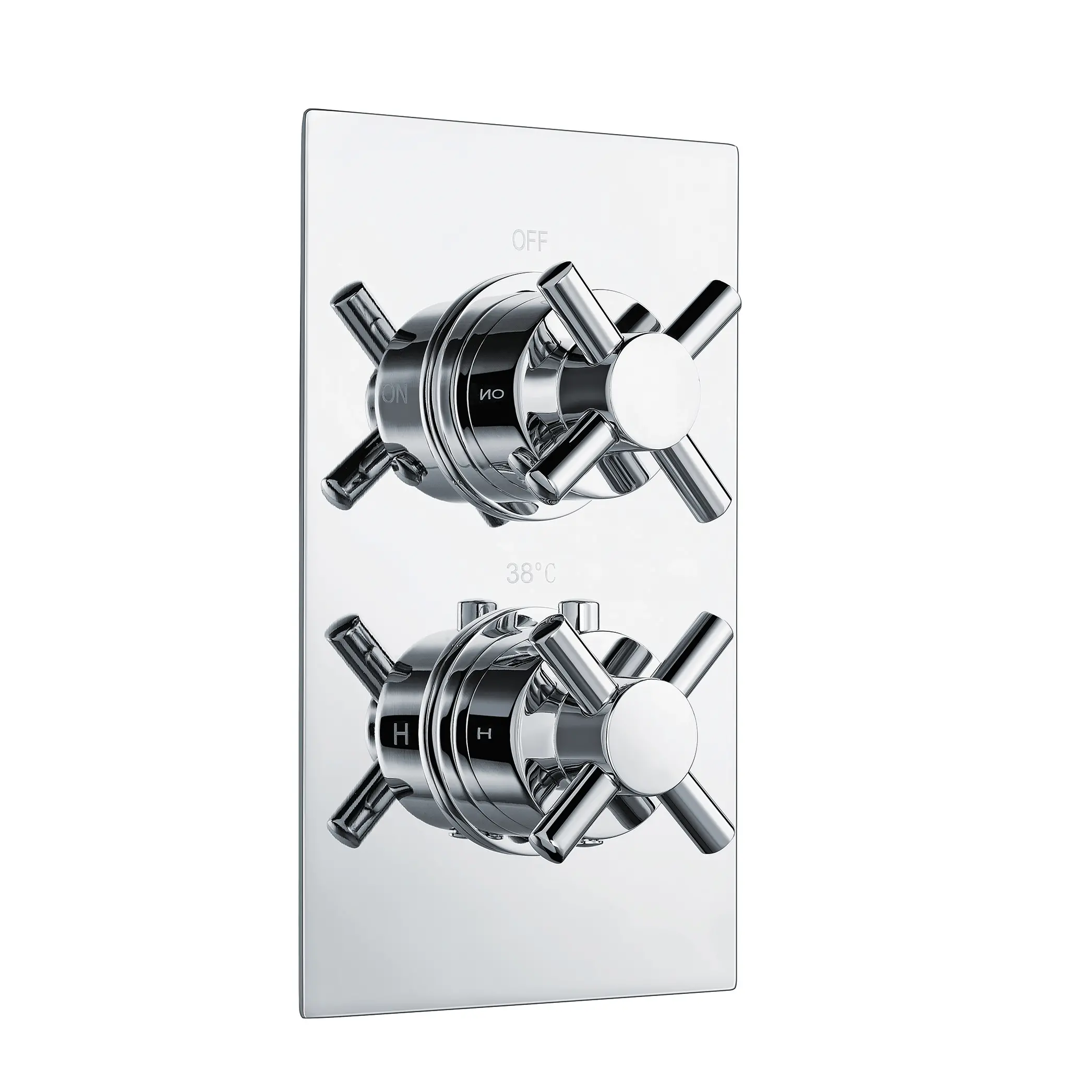 Cross Thermostatic Concealed Shower Mixer Two Outlet Chrome Plated