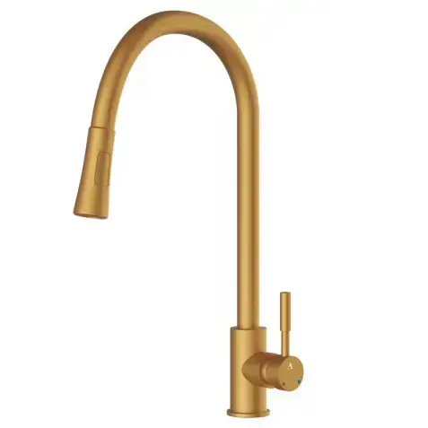 Artize FLO2 Gold Matt PVD Single Lever Pulldown Sink Mixer with spray Image 0