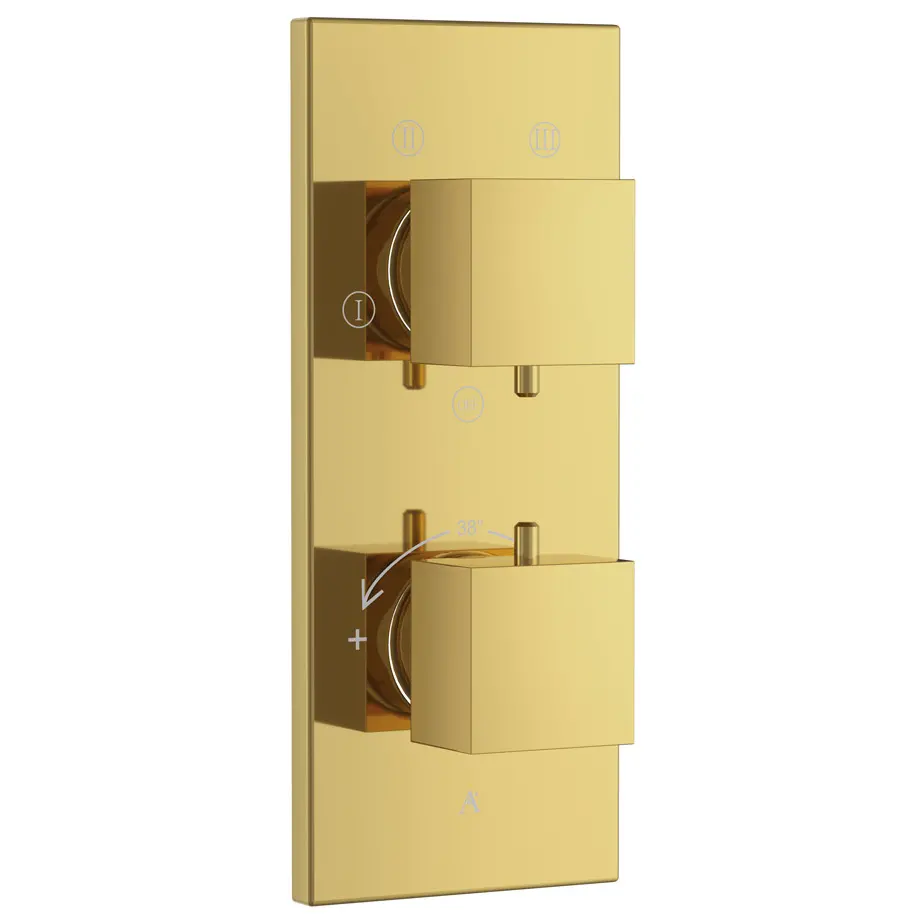 Artize Gold Bright PVD Thermatik-S in-wall thermostatic shower valve with 4-way outlets