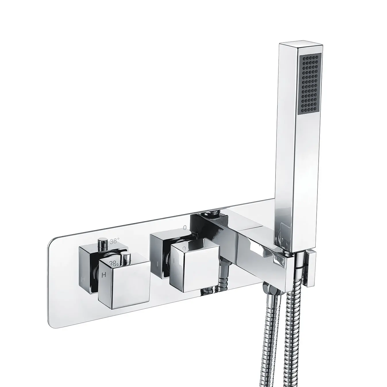 Thermostatic concealed Shower mixer with kit 2 outlets Chrome Plated