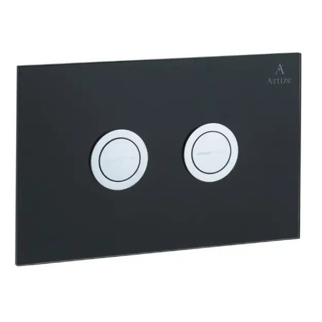 Artize Cilica Pneumatic Black Glass Control Toilet Flush Plates