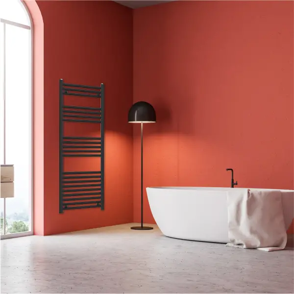 Black Lyon Single Modern Vertical Towel Radiator 1600mm x 500mm Image 0