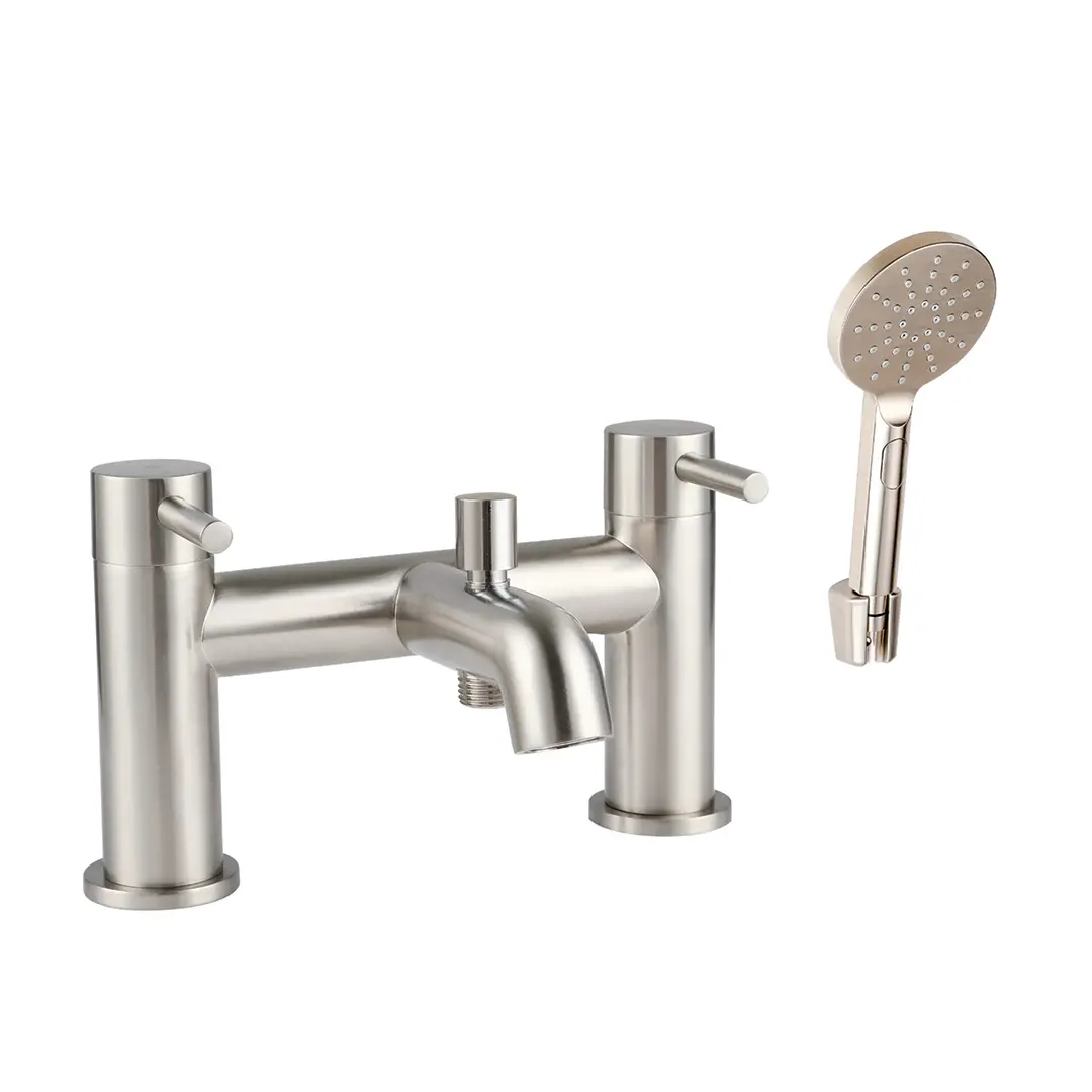 Treviso Dual Lever H Type Bath Filler and Shower Mixer With Kit Brushed Nickel