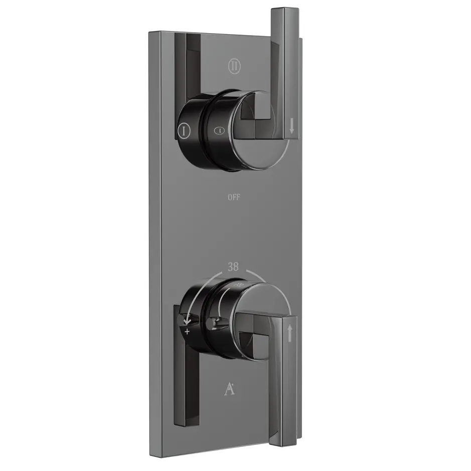 Artize Black Chrome  Linea Thermostatic shower valve with 3-way outlets
