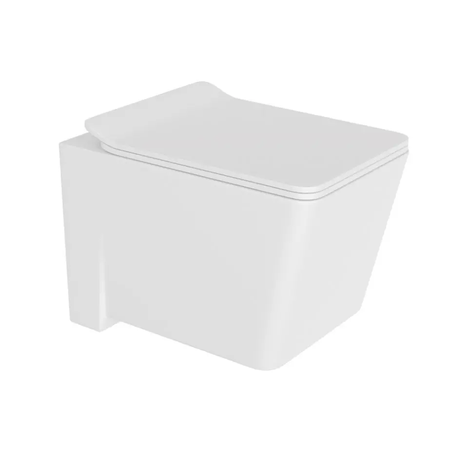 Jaquar White Kubix Rimless Blind Installation Wall Hung Toilet With UF Soft Close Seat Cover