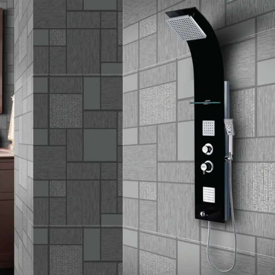 Jaquar Glassy- Black Shower Panel Black Tempered Glass
