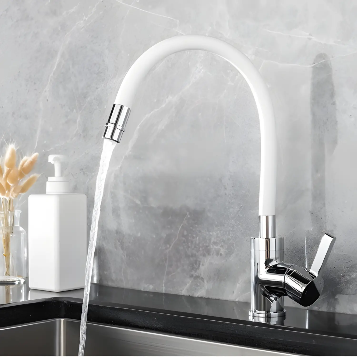 Grace Single Lever Kitchen Mixer- (White)