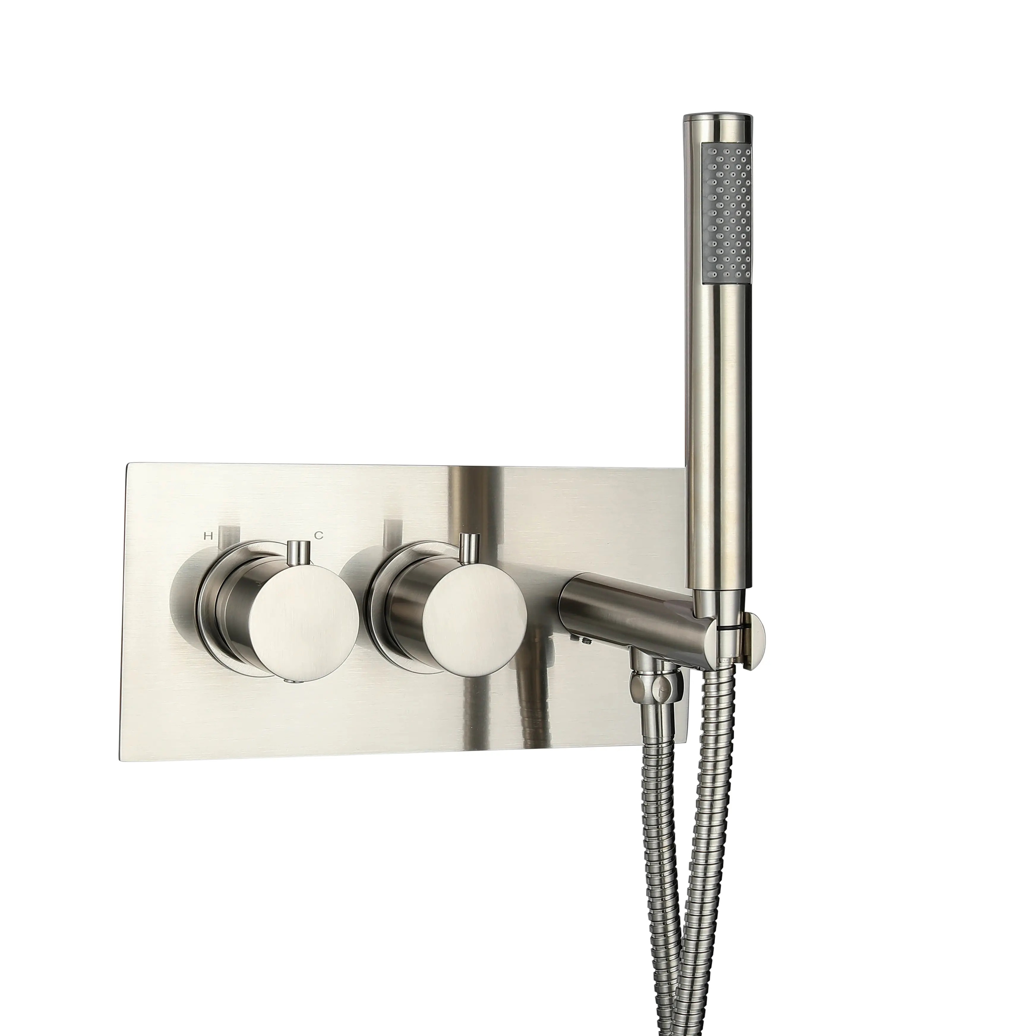 Treviso Thermostatic concealed Shower mixer with kit 2 outlets Brushed Nickel