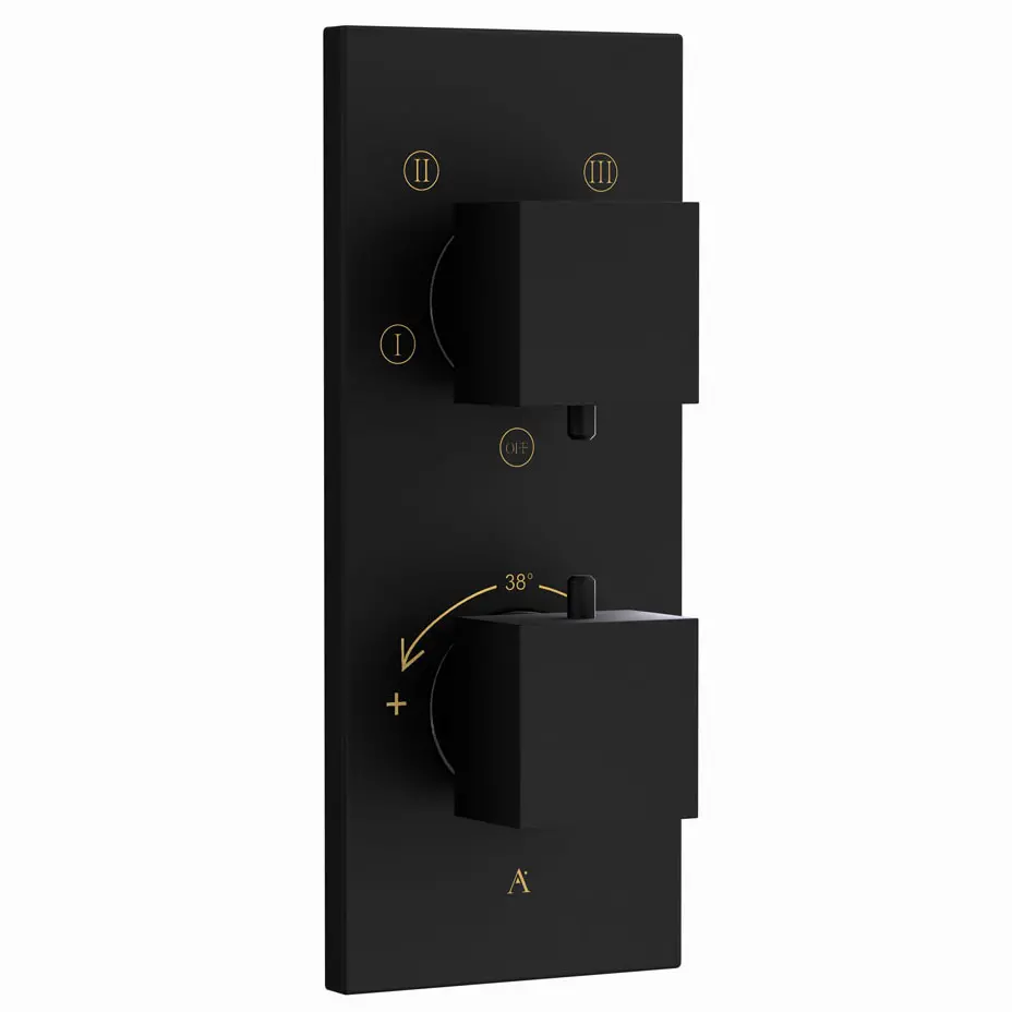 Artize Black Matt Thermatik-S in-wall thermostatic shower valve with 4-way outlets