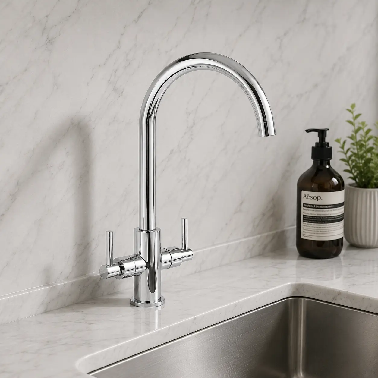 Urban Two Lever Kitchen Mixer Tap Chrome