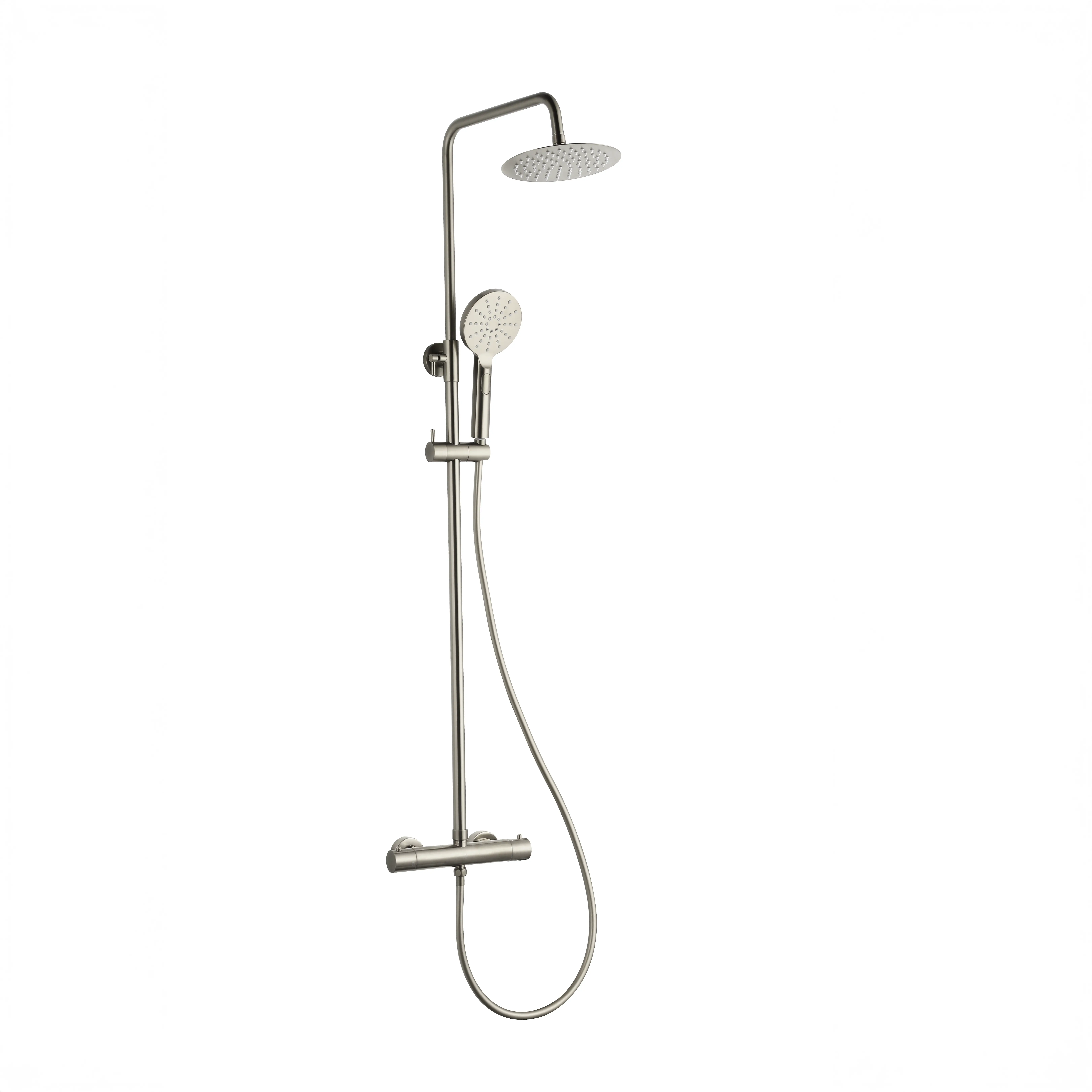 Voss 2 Outlets Thermostatic Shower Mixer With Rigid Riser Kit Brushed Nickel
