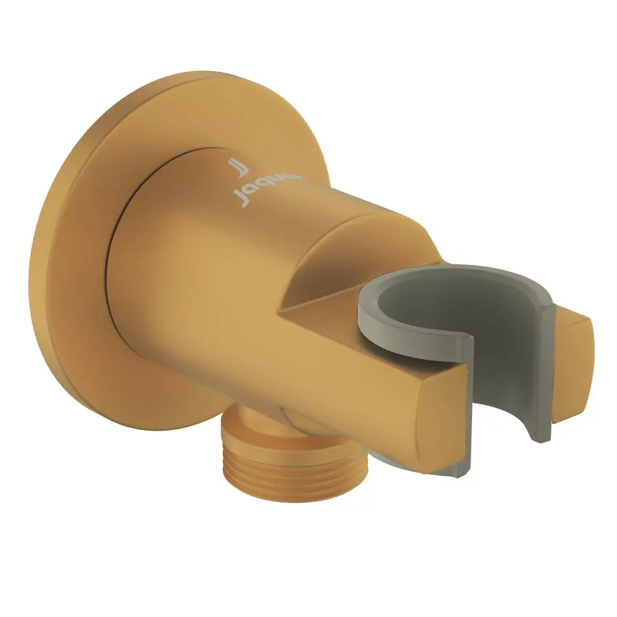 Jaquar Gold Matt PVD Round Wall Outlet with Handset Holder