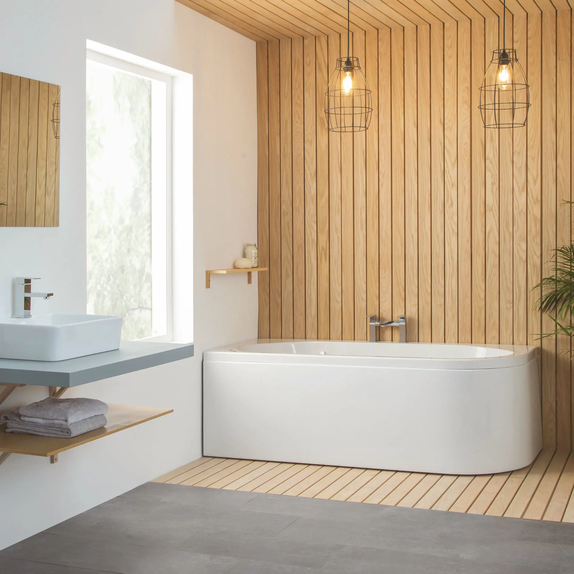 Status J-Shaped Carronite Single Ended Bath + Curved Panel Right Hand Option 1600x725mm RH CNITE