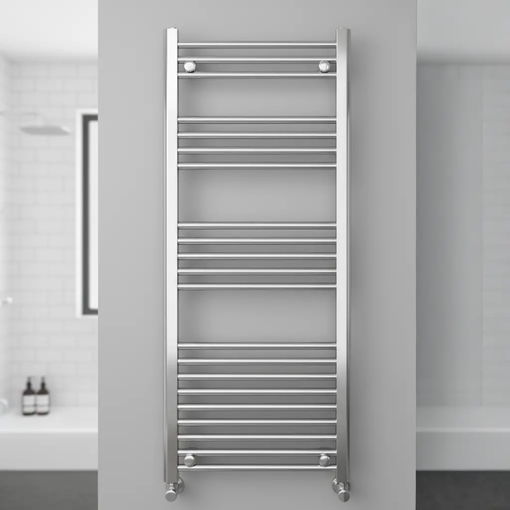 Chrome Tokyo Single Modern Vertical Towel Radiator 1000mm x 500mm