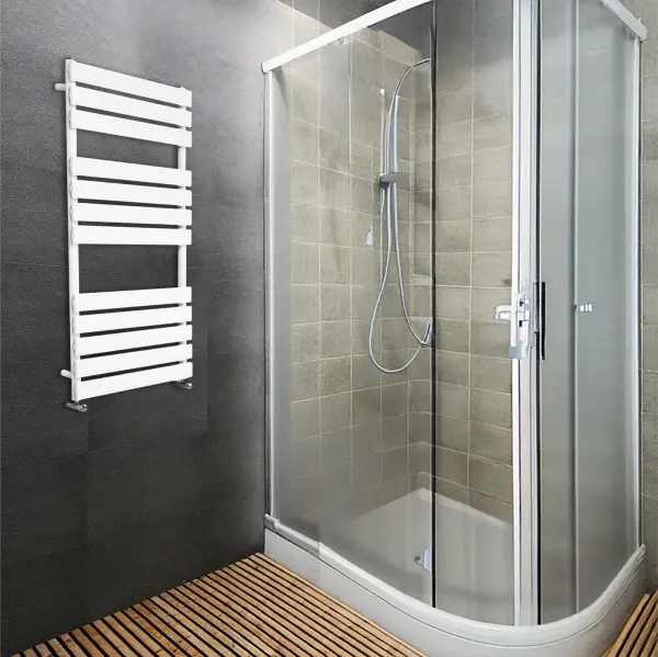 White LA Single Designer Vertical Towel Radiator 1400mm x 500mm