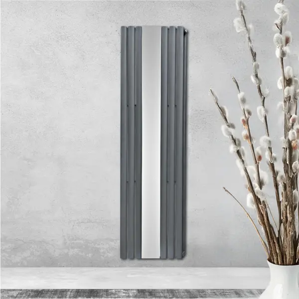 Anthracite Rio Double Designer Vertical Column with Mirror Radiator 618mm x 1800mm