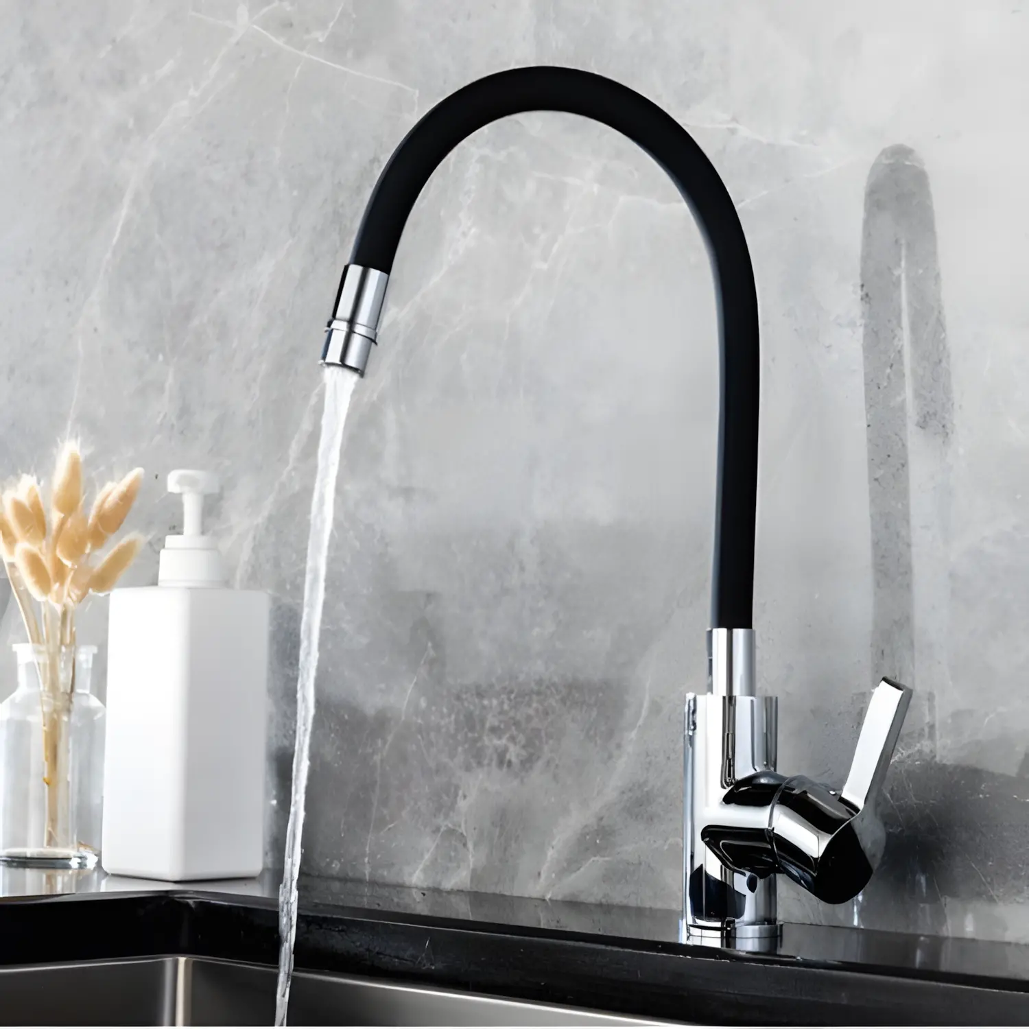 Grace Single Lever Kitchen Mixer- (Black)