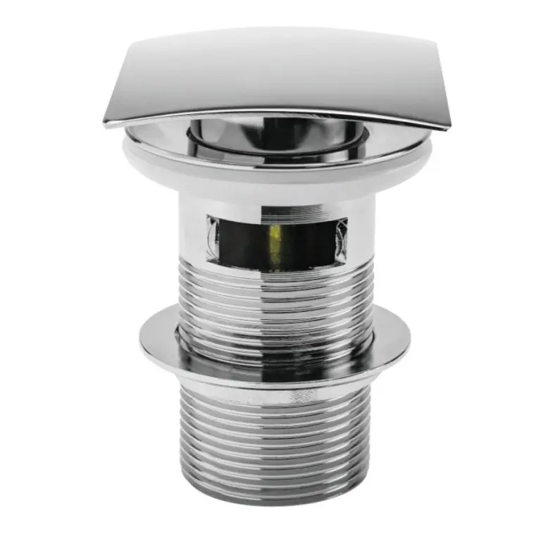 Slotted CP Chrome Square Push Button Basin Waste