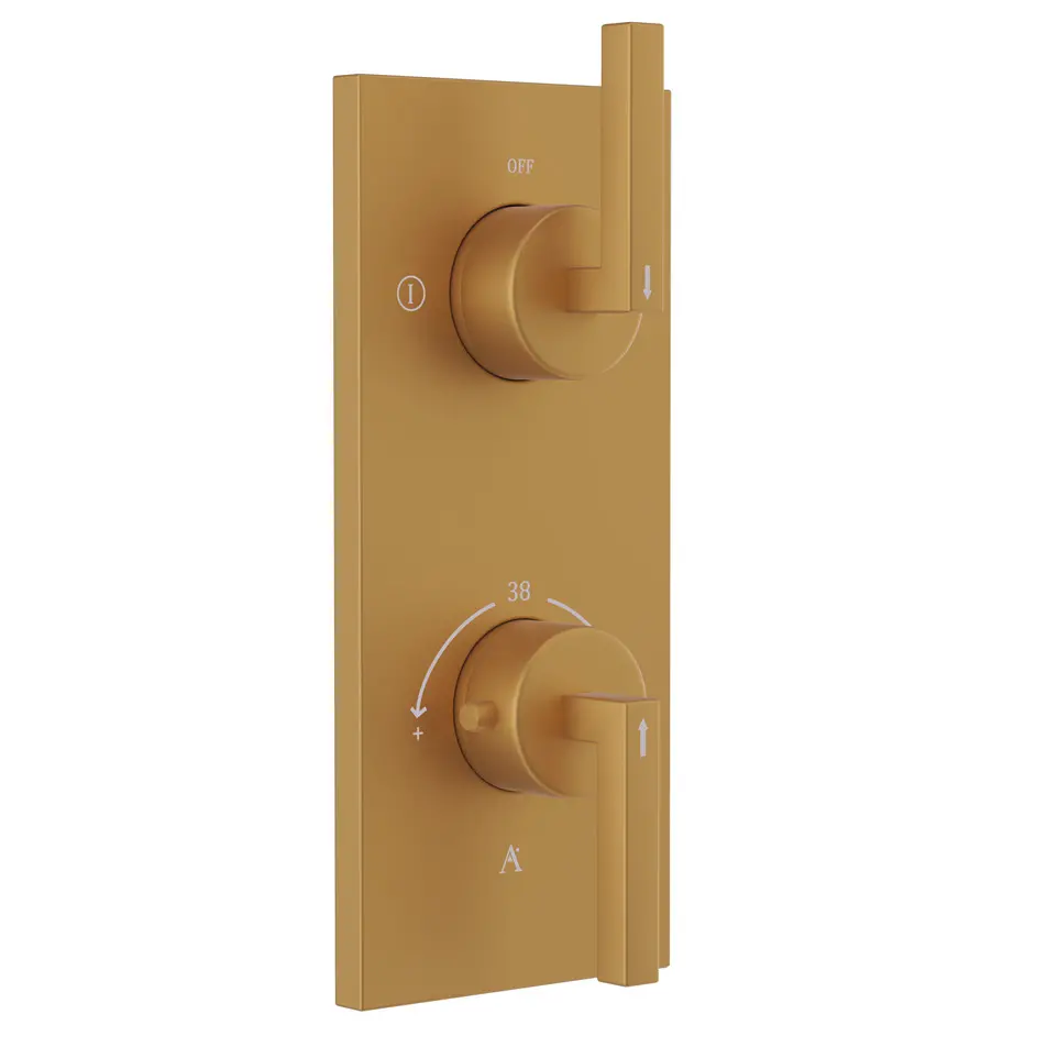 Artize Gold Matt PVD Linea Thermostatic shower valve with 2-way outlets