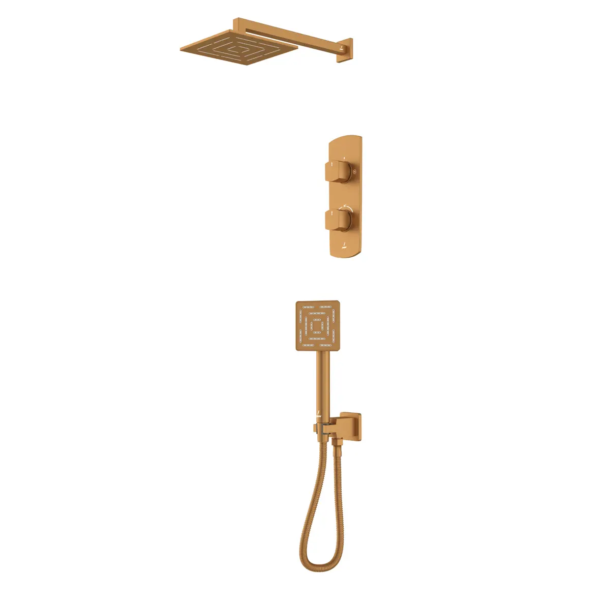 Jaquar Kubix Prime Gold Matt PVD Combo of Aquamax  Thermostatic Shower mixer