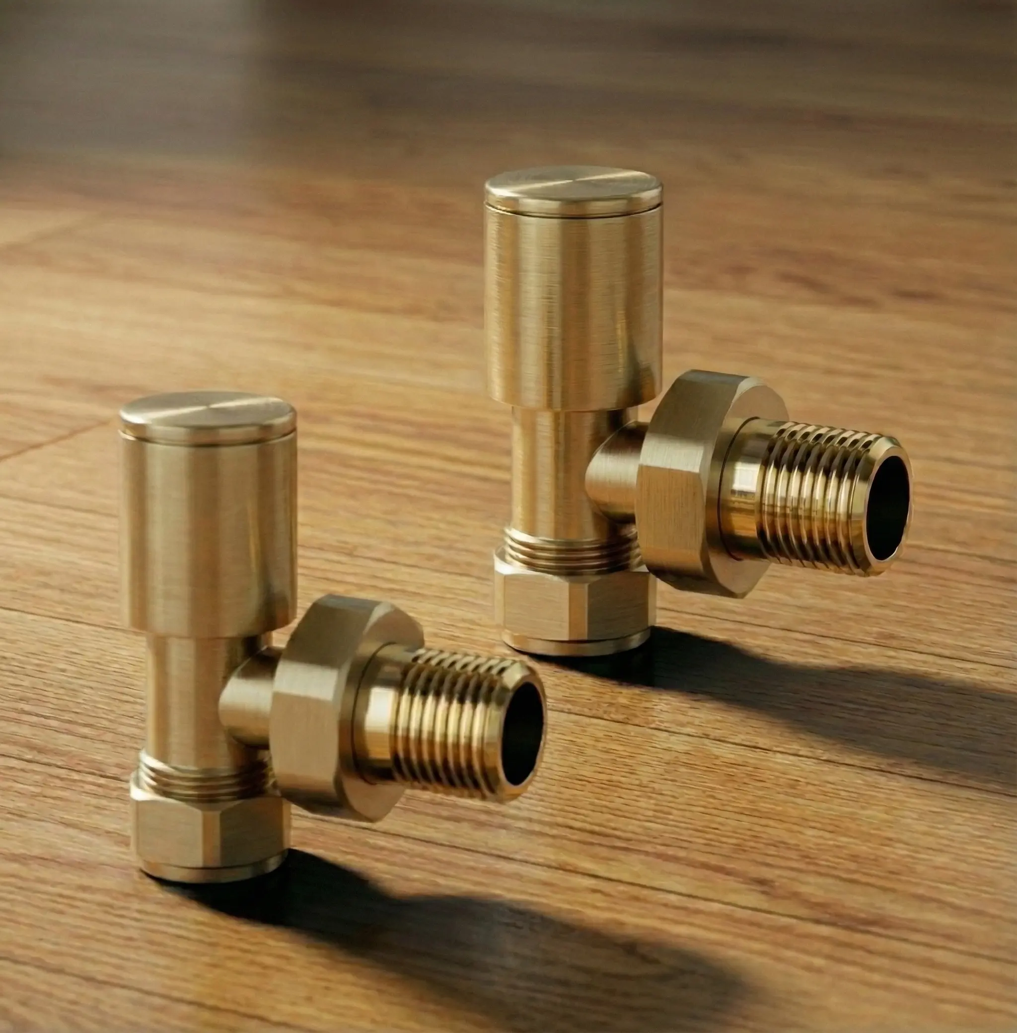 Angle Brushed Brass Manual Radiator Valves
