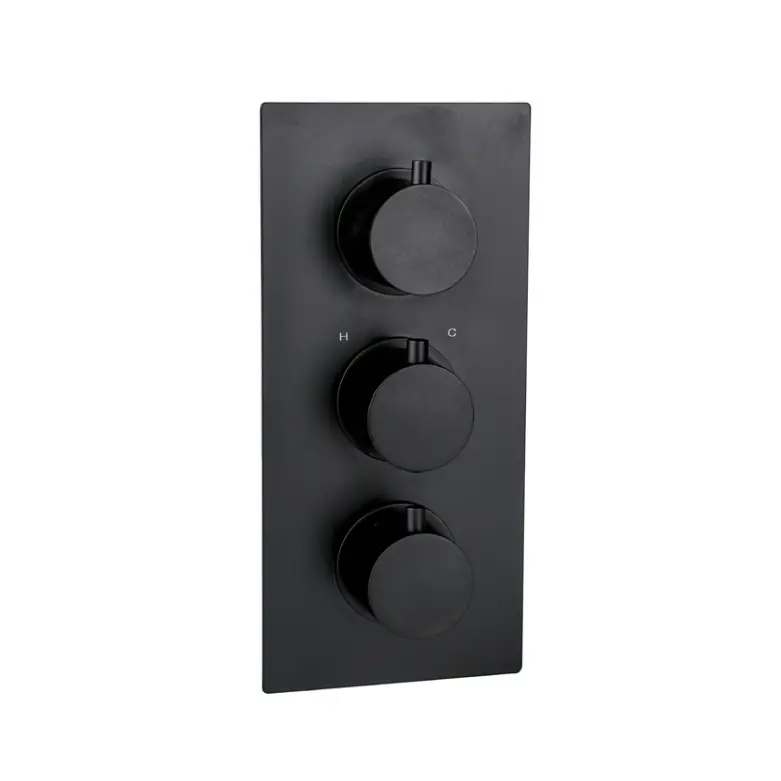 Treviso Thermostatic Concealed Shower Mixer Three Round Knobs Outlet Black Matt