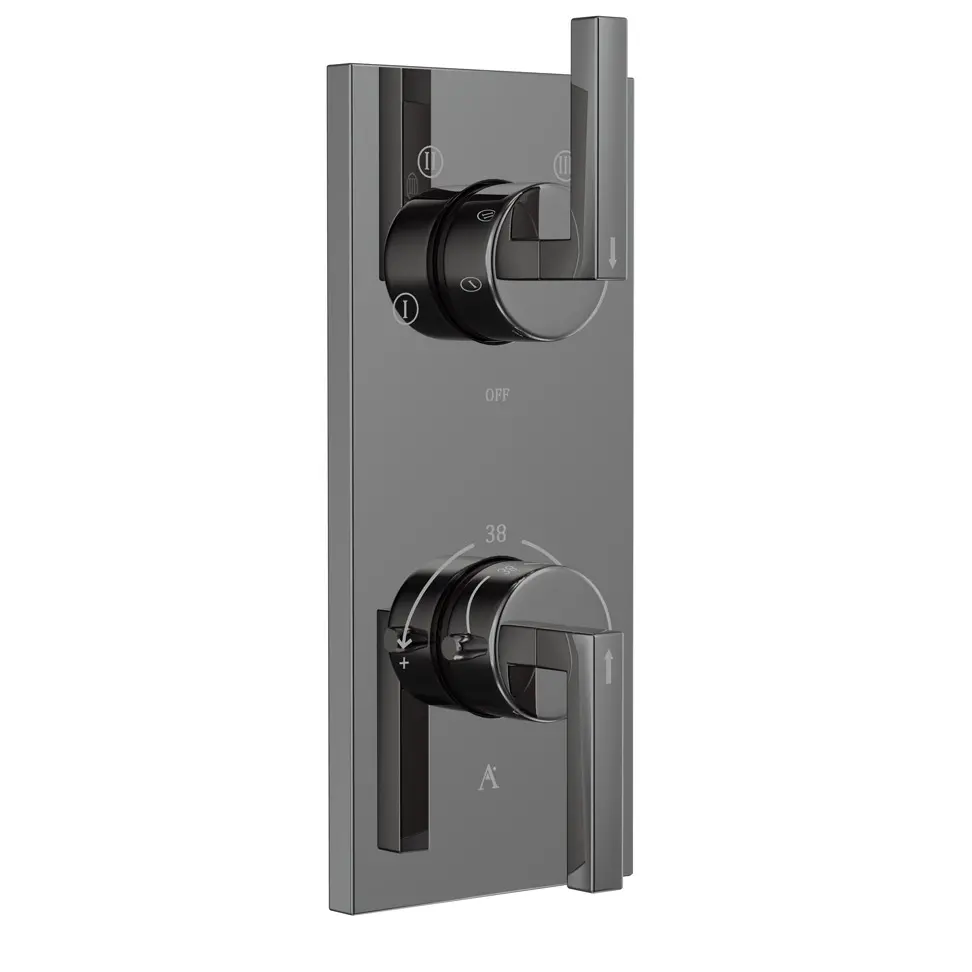 Artize Black Chrome Linea Thermostatic shower valve with 4-way outlets