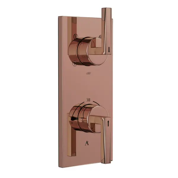 Artize Blush Gold PVD Linea Thermostatic shower valve with 4-way outlets