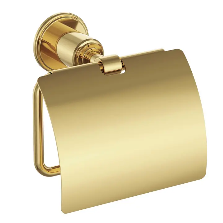 Artize Gold Bright PVD VIC Toilet Roll Holder with Flap