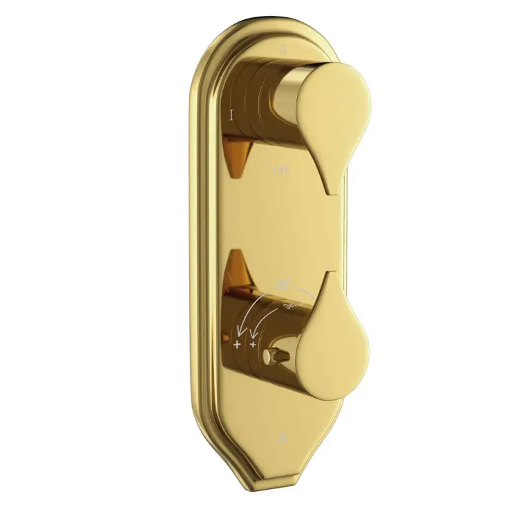 Artize Gold Bright PVD Tiaara Thermostatic shower valve with 3-way outlets
