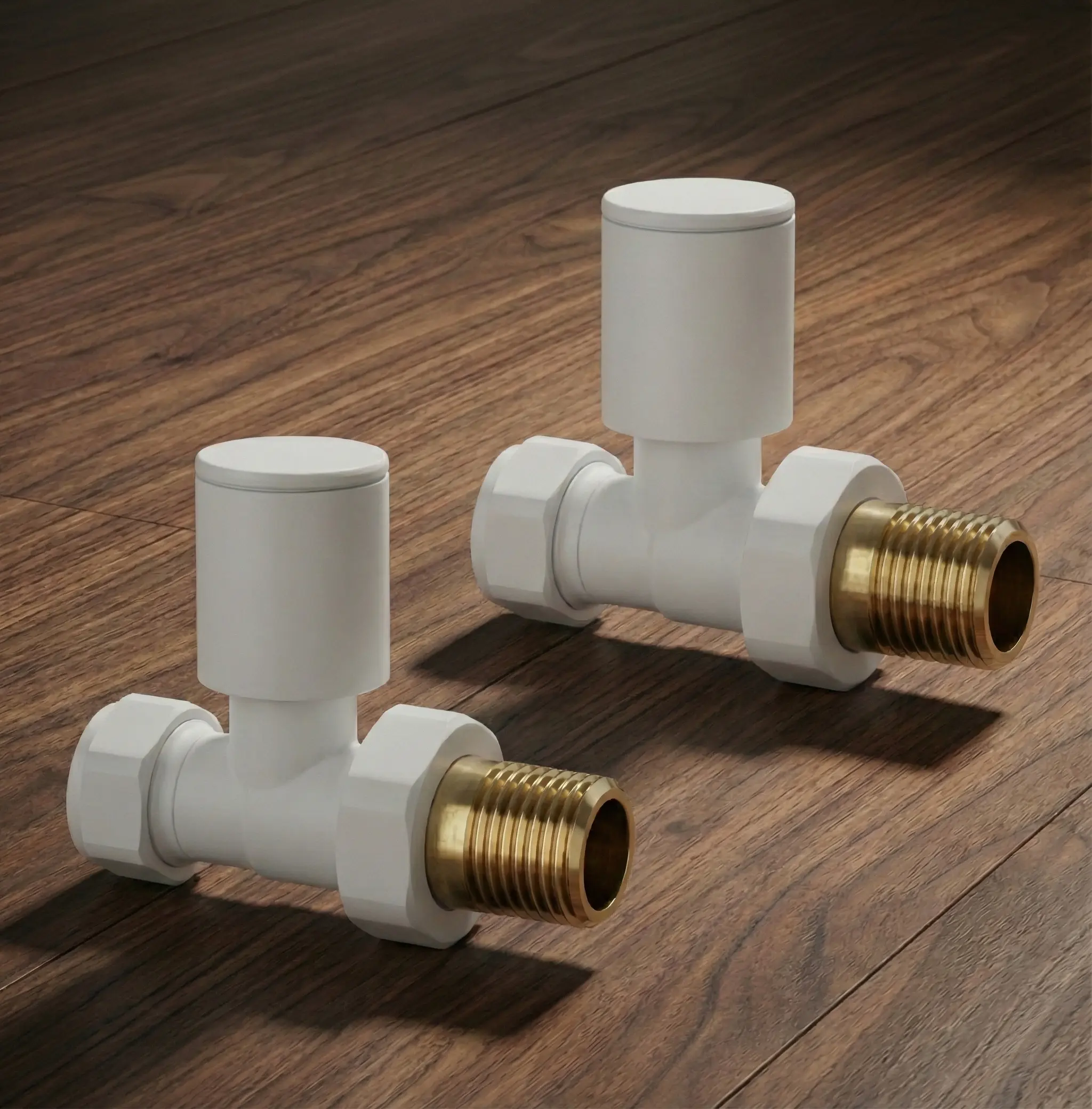 Straight White Manual Radiator Valves