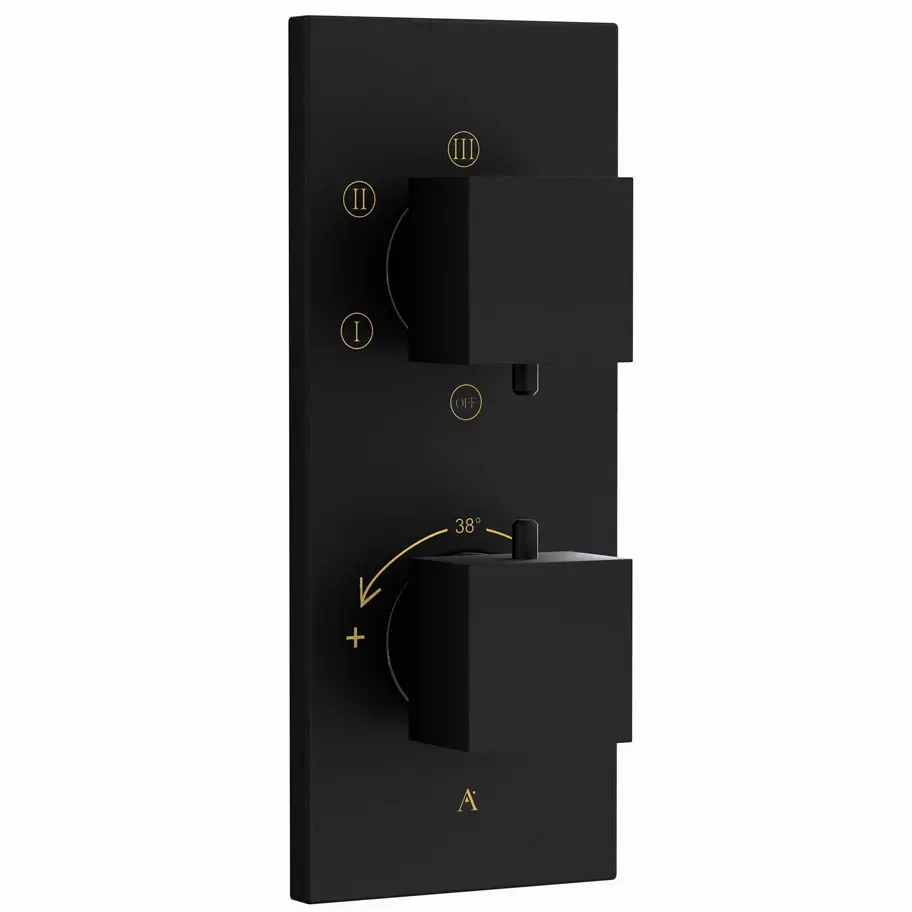 Artize Black Matt Thermatik-S in-wall thermostatic shower valve with 5-way outlets