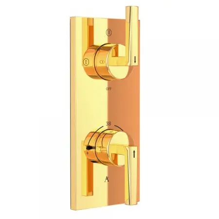 Artize Gold Bright PVD Linea Thermostatic shower valve with 3-way outlets