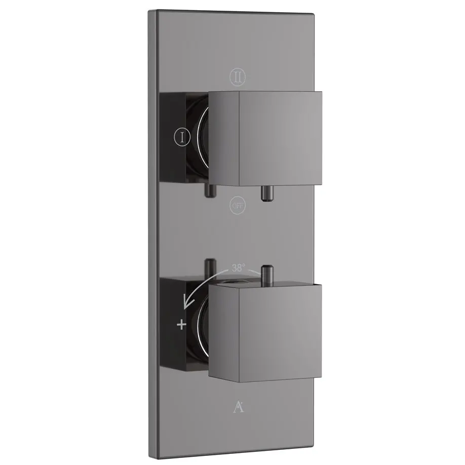 Artize Black Chrome Thermatik-S in-wall thermostatic shower valve with 3-way outlets