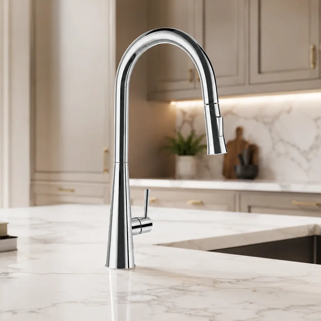Artize FLO2 Chrome Single Lever Spring Pulldown Sink Mixer with spray and aerated flow sprayhead