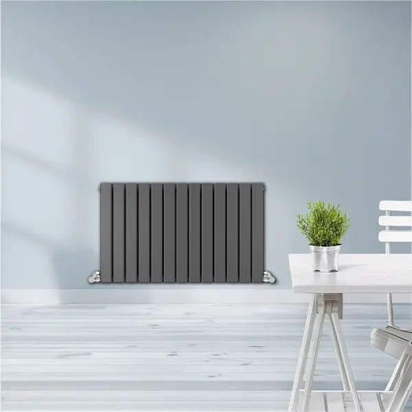 Anthracite London Double Designer Horizontal Column Radiator 600mm x 612mm
